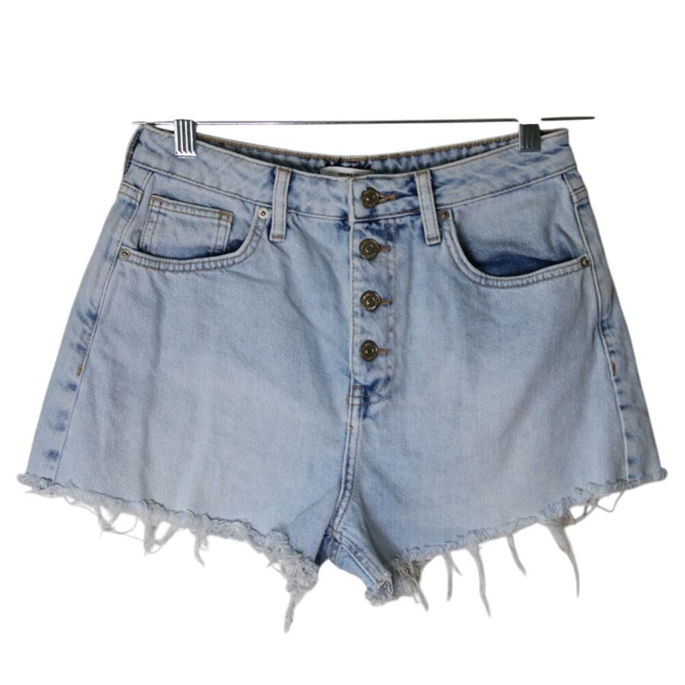 Light Blue‎ Denim Cutoff Shorts Size 27 Button Fly Distressed